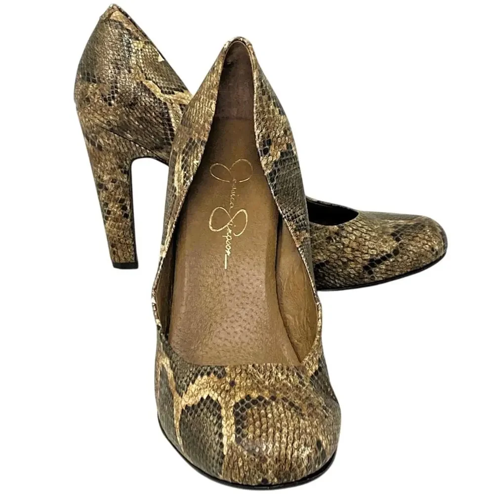 JESSICA SIMPSON Brown Snakeskin Pumps 4